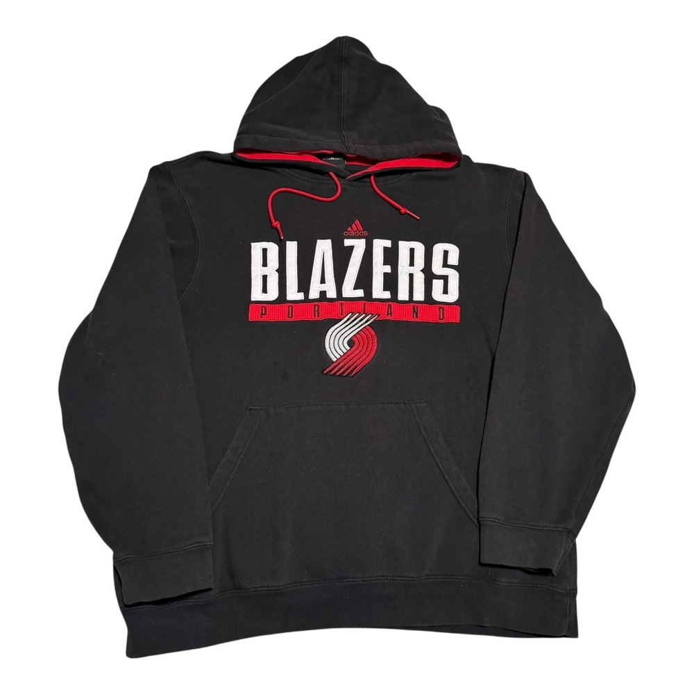Adidas Portland Trail Blazers Embroidered Black Stained Hoodie Men's Large Boxy